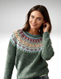 VEUGER MODEHOUS Yoke Pullover — Moosgrön Flerfärgad