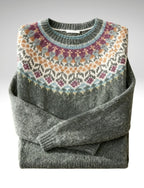 VEUGER MODEHOUS Yoke Pullover — Moosgrön Flerfärgad
