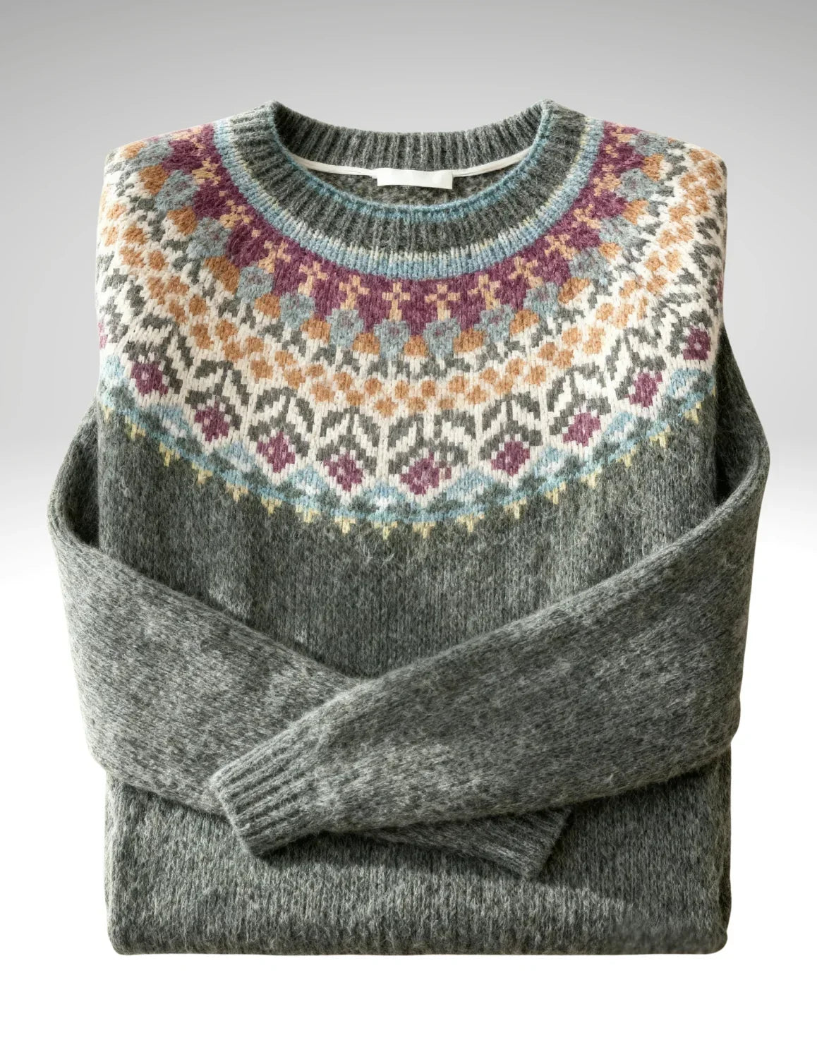 VEUGER MODEHOUS Yoke Pullover — Moosgrön Flerfärgad