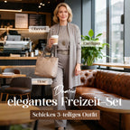 Elegant 3-delat set med lång cardigan, topp och byxor