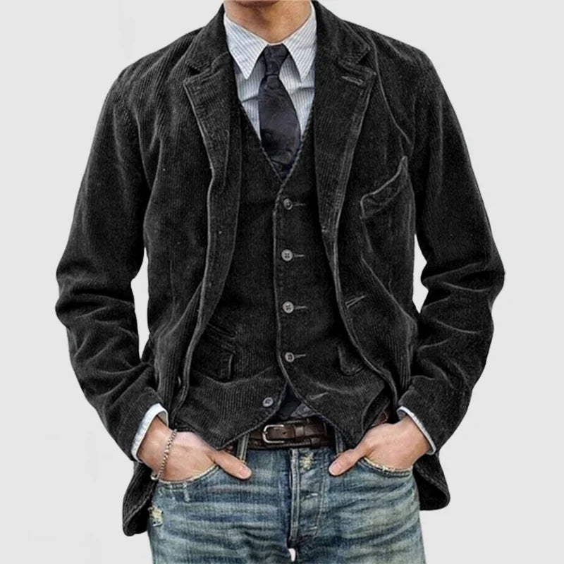 Vintage Corduroy Blazer med Västen för Herrar