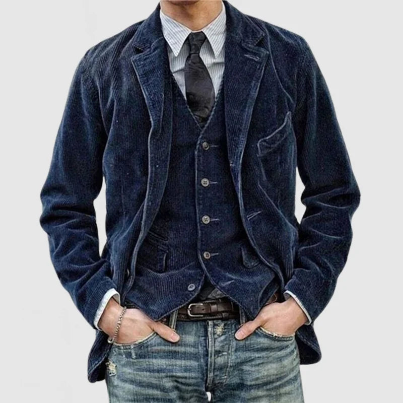 Vintage Corduroy Blazer med Västen för Herrar