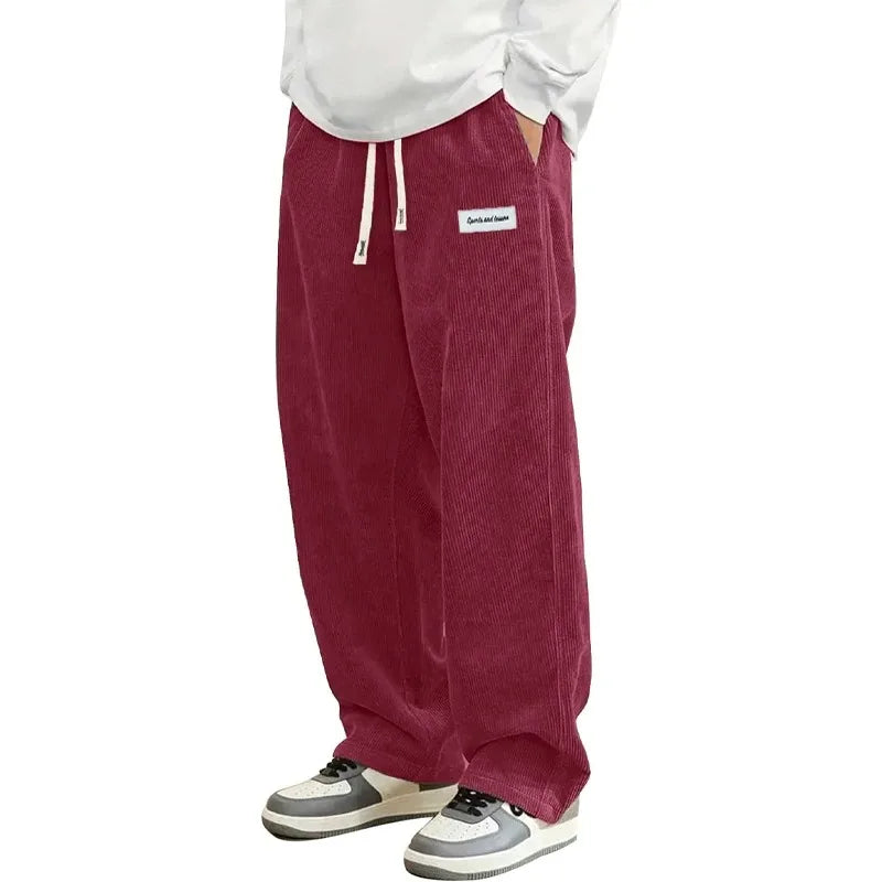 Herren Lockere Corduroy Baggy-byxor