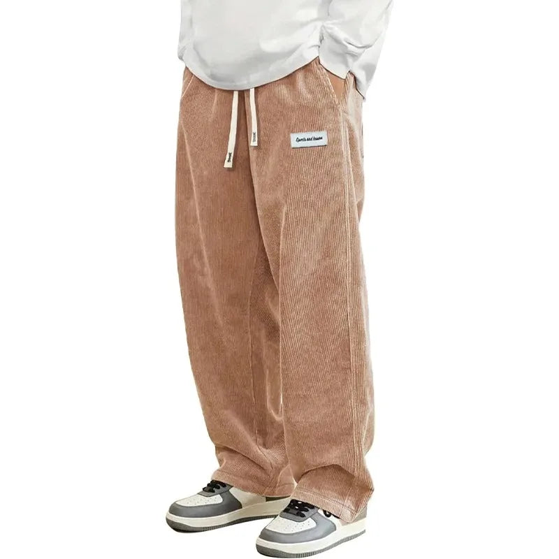 Herren Lockere Corduroy Baggy-byxor