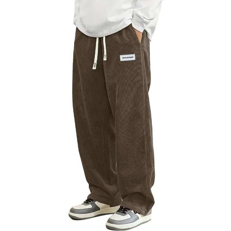 Herren Lockere Corduroy Baggy-byxor