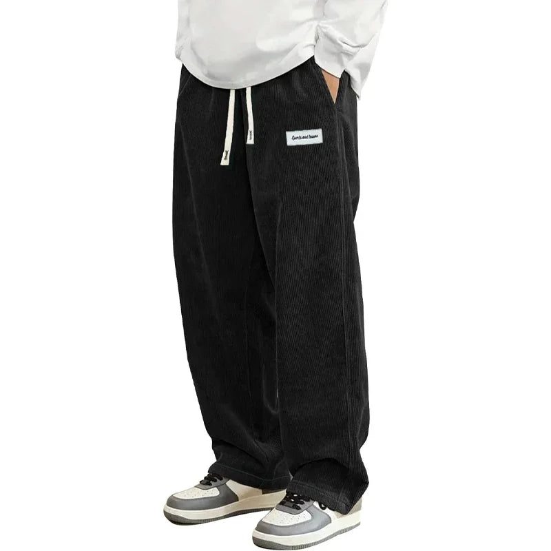 Herren Lockere Corduroy Baggy-byxor
