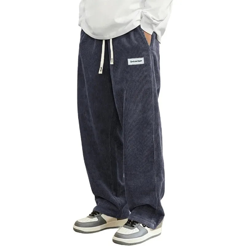 Herren Lockere Corduroy Baggy-byxor