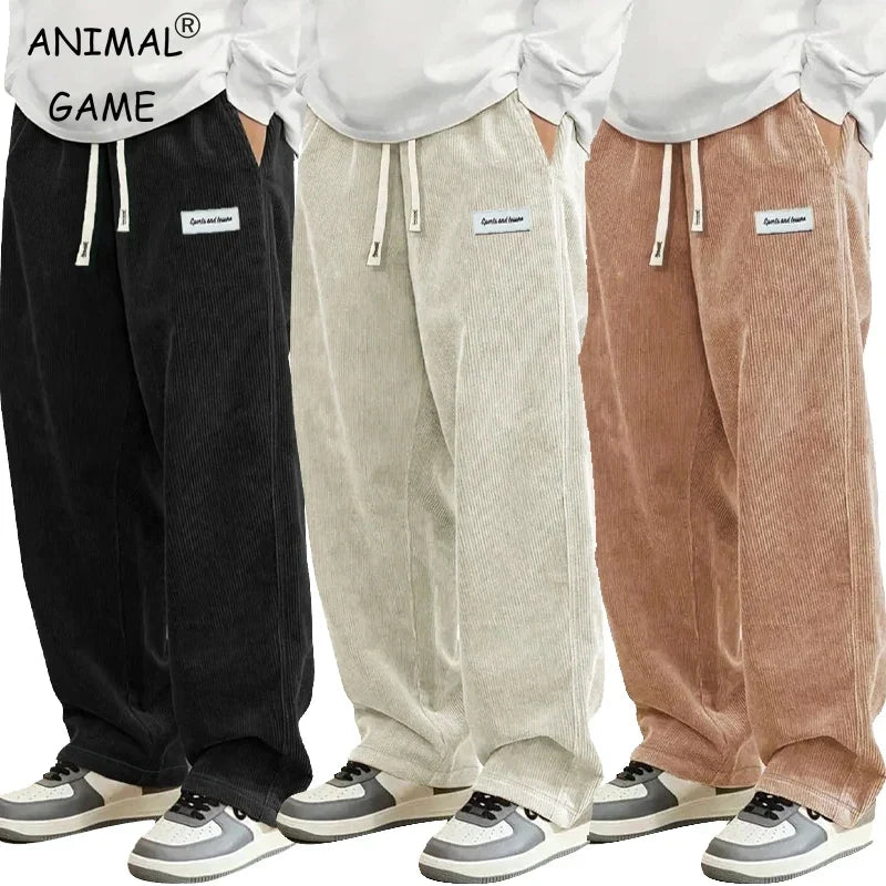 Herren Lockere Corduroy Baggy-byxor