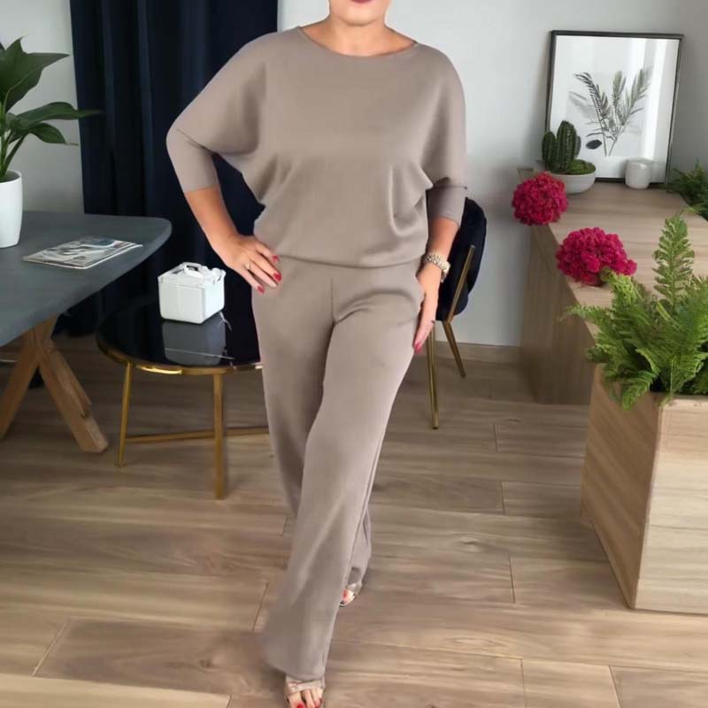 Elegant 3-delat set med lång cardigan, topp och byxor